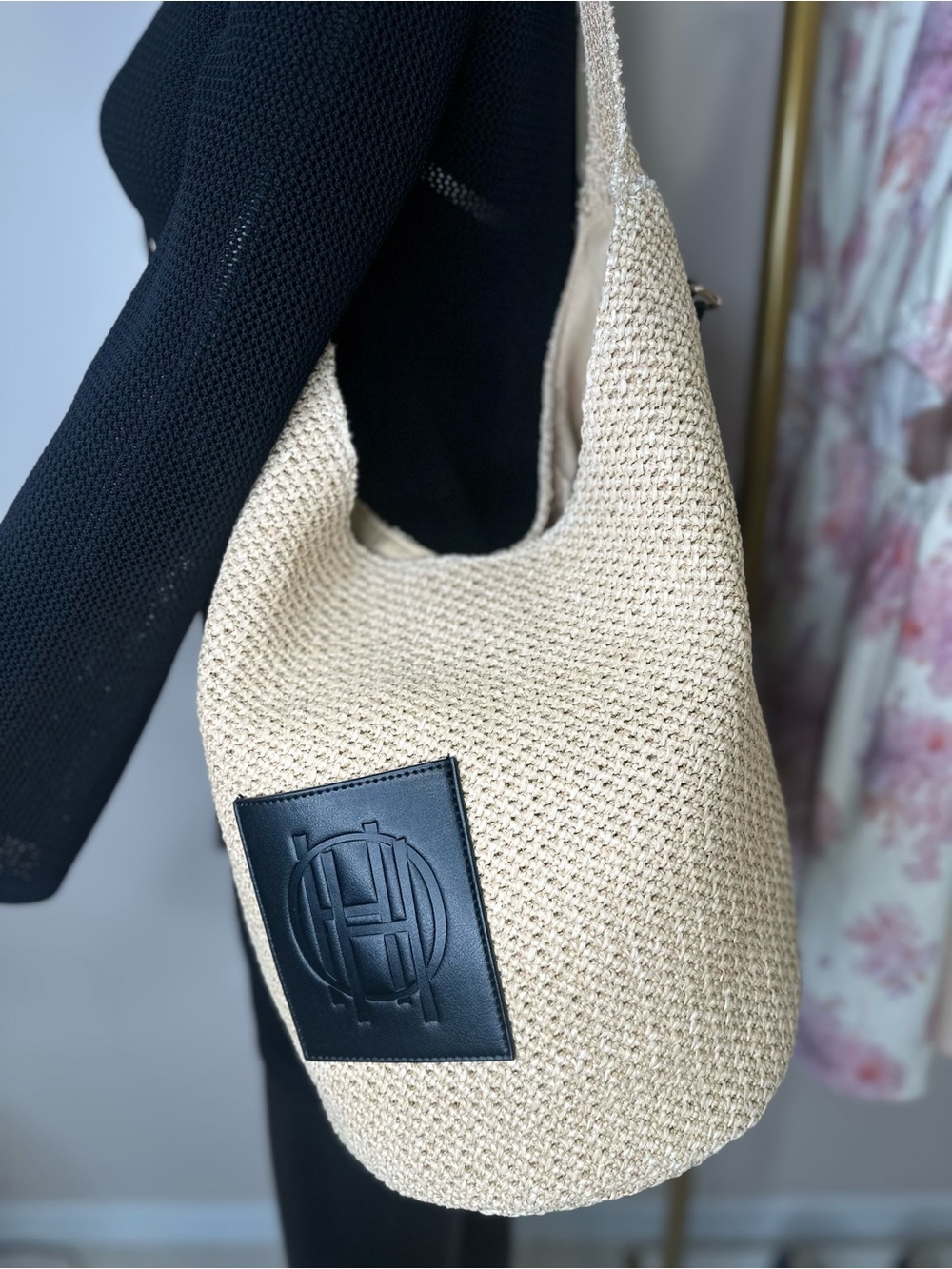 House of Harlow Straw Tote Bag Beige Boho Summer Beach Bag NWT - Picture 6 of 9